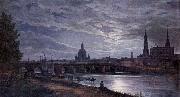 View of Dresden at Full Moon johann christian Claussen Dahl